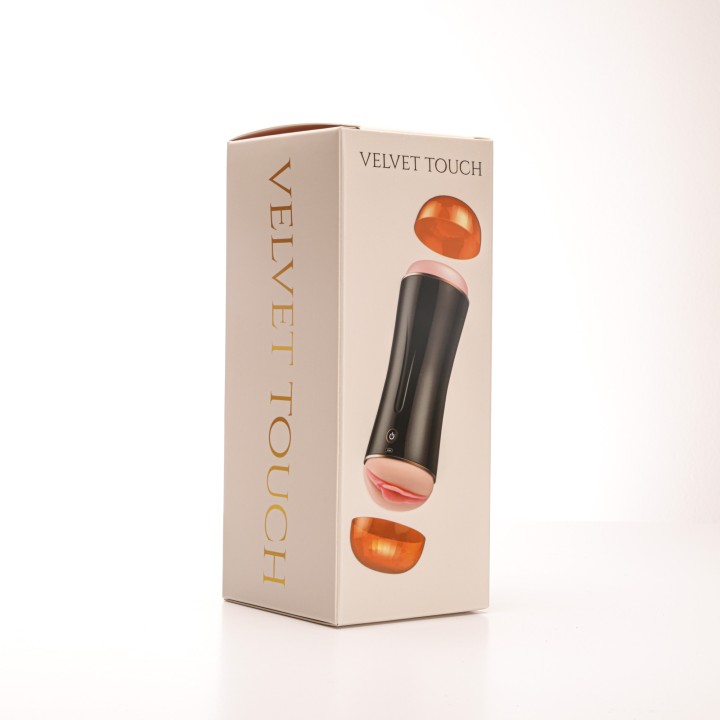 Velvet Touch masturbator z wibracją dwustronny wagina anus  cyberskóra ładowany usb czarny