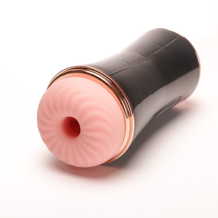 Velvet Touch masturbator z wibracją dwustronny wagina anus  cyberskóra ładowany usb czarny