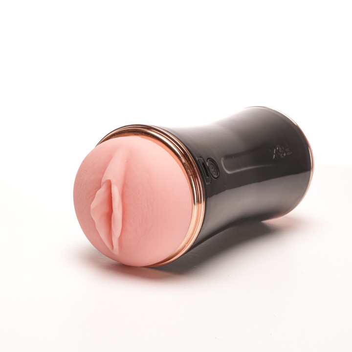 Velvet Touch masturbator z wibracją dwustronny wagina anus  cyberskóra ładowany usb czarny