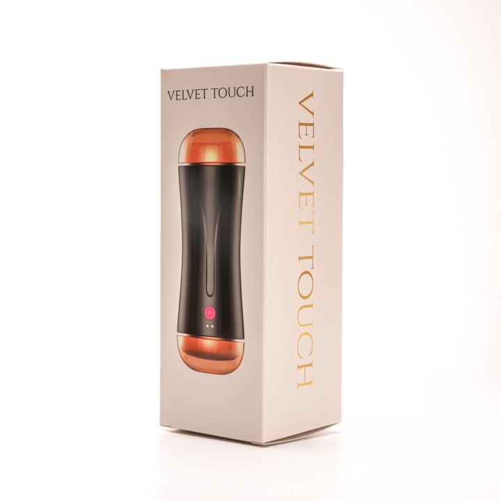 Velvet Touch masturbator z wibracją dwustronny wagina anus  cyberskóra ładowany usb czarny