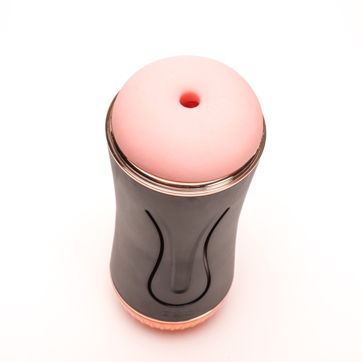 Velvet Touch masturbator z wibracją dwustronny wagina anus  cyberskóra ładowany usb czarny