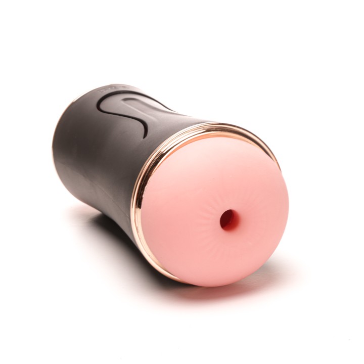 Velvet Touch masturbator z wibracją dwustronny wagina anus  cyberskóra ładowany usb czarny