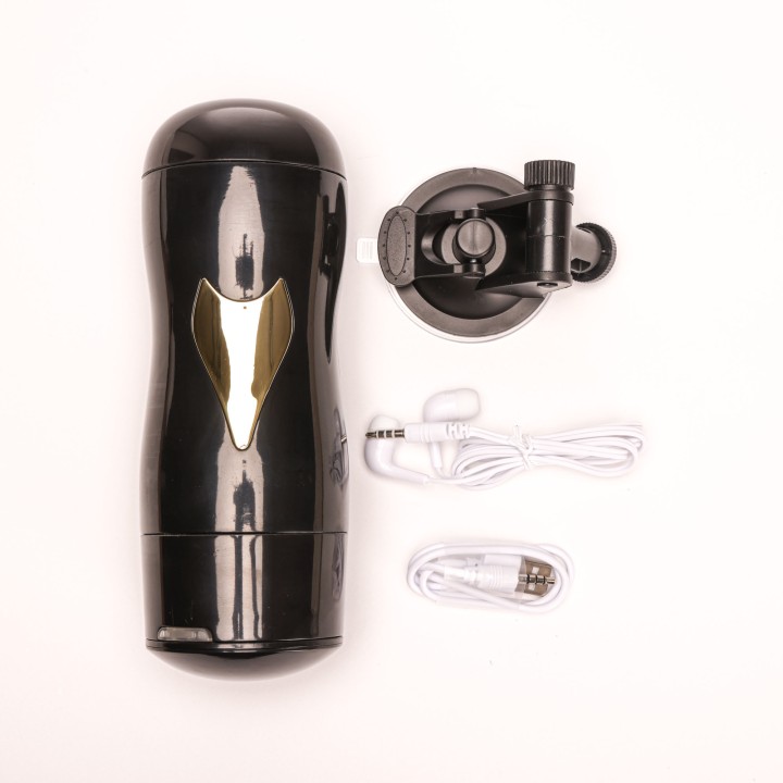 Velvet Touch masturbator z wibracją wagina cyberskóra ładowany usb czarny