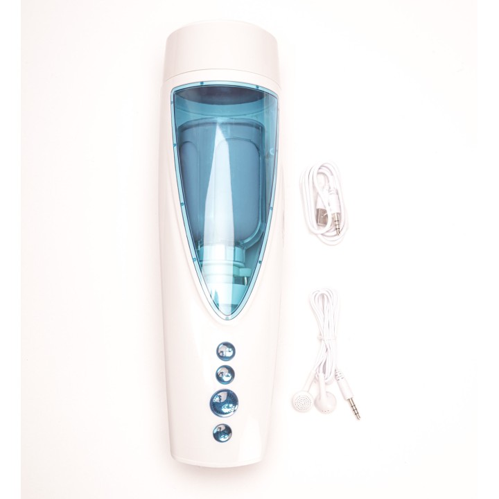 Velvet Touch masturbator z wibracją rotujący plus ruch góra dół wagina cyberskóra ładowany usb biały