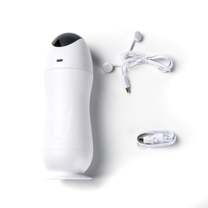 Velvet Touch masturbator z wibracją wagina cyberskóra ładowany usb biały