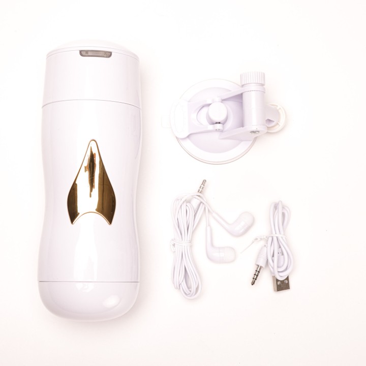 Velvet Touch masturbator z wibracją wagina cyberskóra ładowany usb biały