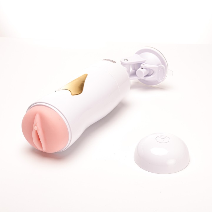 Velvet Touch masturbator z wibracją wagina cyberskóra ładowany usb biały