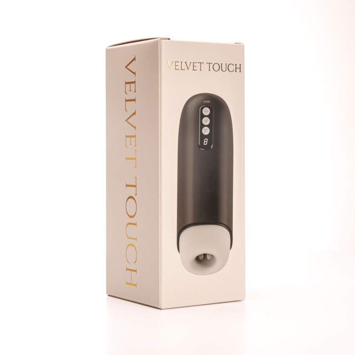 Velvet Touch masturbator z wibracją ssaniem cyberskóra ładowany usb czarny