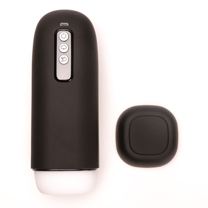 Velvet Touch masturbator z wibracją ssaniem cyberskóra ładowany usb czarny