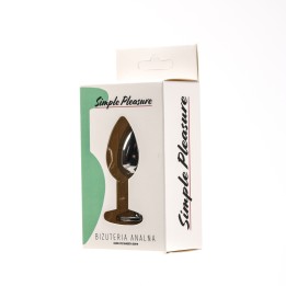 Simple Pleasure korek analny stalowy srebrny  rozmiar s kryształ zielony