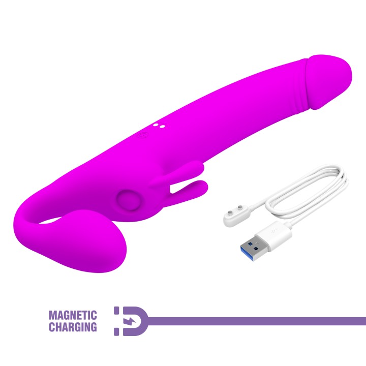 Party Up strap-on wibracje ładowany usb kolor fioletowy Oliver