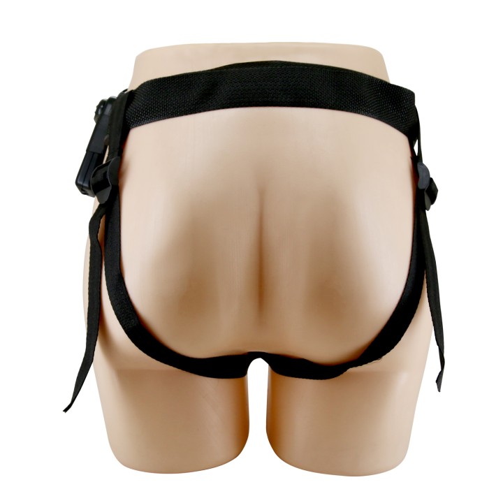 Party Up strap-on wibracje cyberkóra sterowany przewodowo kolor brązowy Nelson