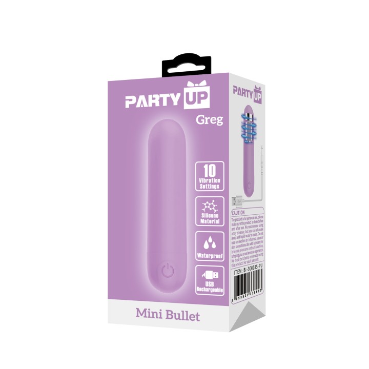 Party Up wibrator mini typ bullet ładowany usb kolor fioletowy Greg