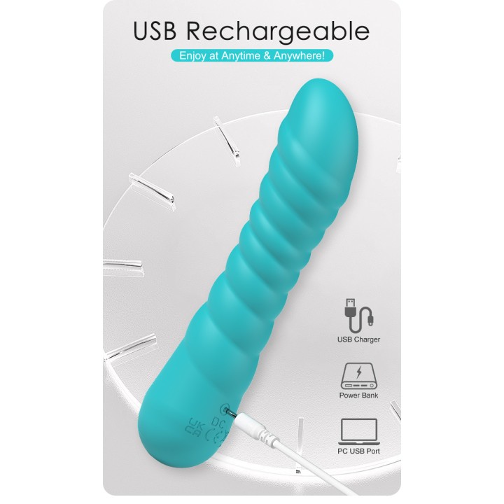 Party Up wibrator silikonowy ładowany usb kolor turkusowy Jaylei