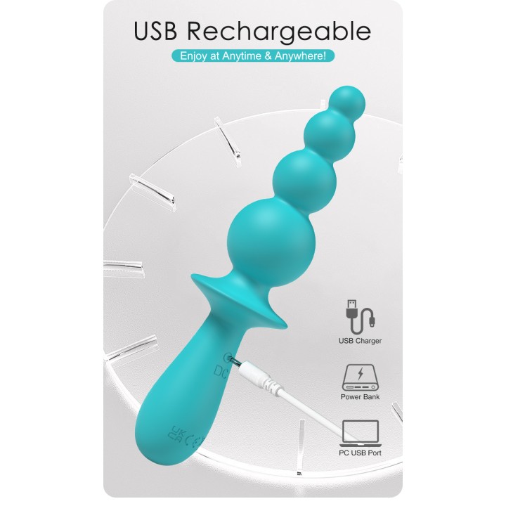 Party Up wibrator analny ładowany usb kolor turkusowy Evajane