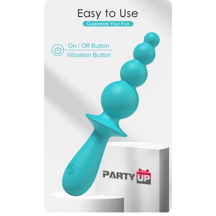 Party Up wibrator analny ładowany usb kolor turkusowy Evajane