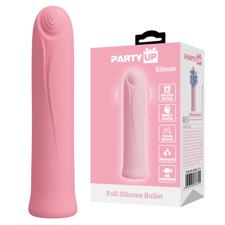 Party Up wibrator mini typ bullet ładowany usb kolor pudrowy róż Edison