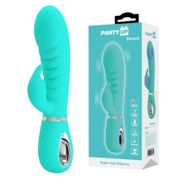 Party Up wibrator silikonowy typ króliczek ładowany usb kolor turkusowy Edward