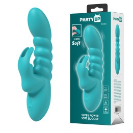 Party Up wibrator silikonowy typ króliczek ładowany usb kolor turkusowy Bryunlun