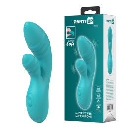 Party Up wibrator silikonowy typ króliczek ładowany usb kolor turkusowy Dalida