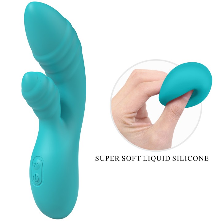 Party Up wibrator silikonowy typ króliczek ładowany usb kolor turkusowy Dalida