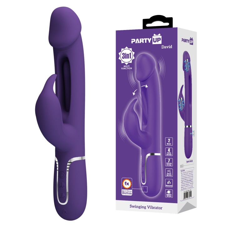 Party Up wibrator silikonowy typ króliczek ładowany usb kolor fioletowy David