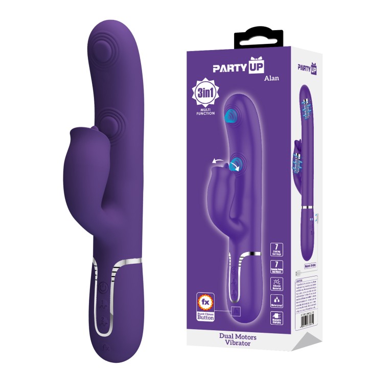 Party Up wibrator silikonowy typ króliczek ładowany usb kolor fioletowy Alan