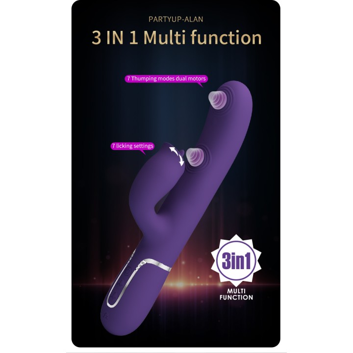 Party Up wibrator silikonowy typ króliczek ładowany usb kolor fioletowy Alan