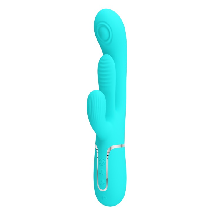 Party Up wibrator silikonowy typ króliczek ładowany usb kolor turkusowy Andy