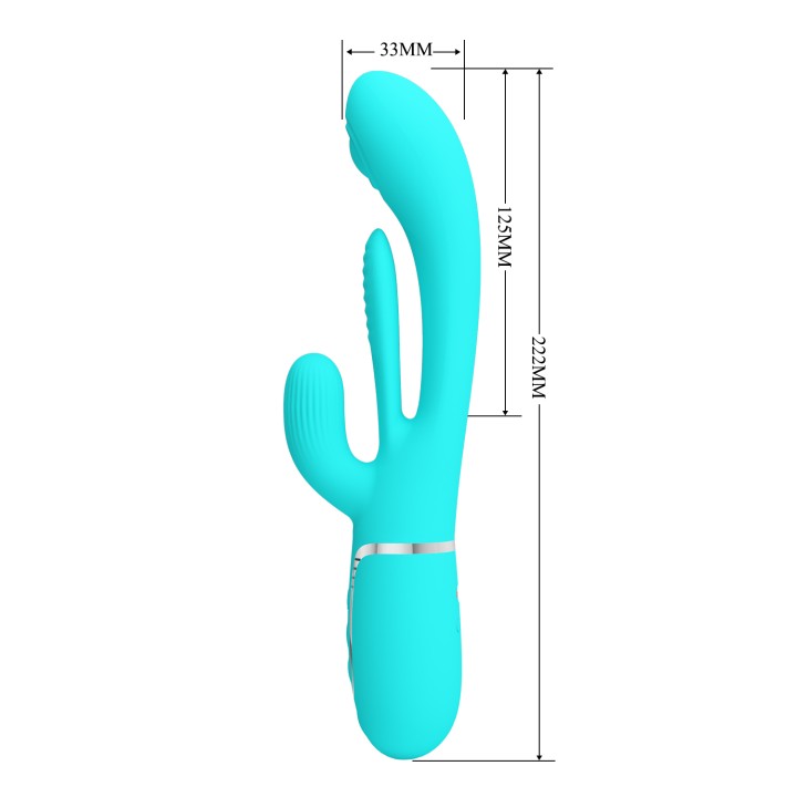 Party Up wibrator silikonowy typ króliczek ładowany usb kolor turkusowy Andy