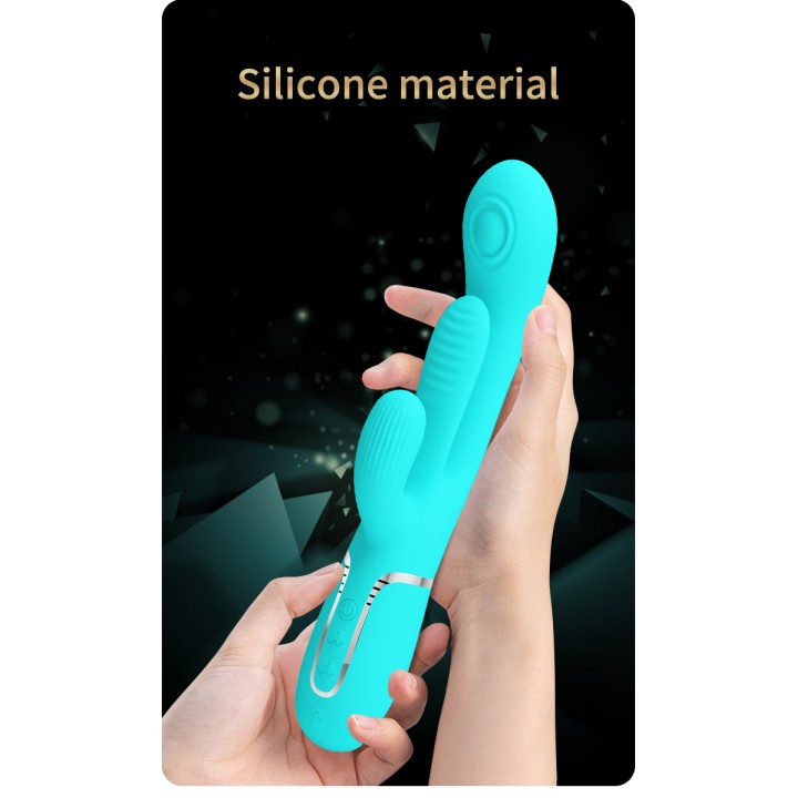 Party Up wibrator silikonowy typ króliczek ładowany usb kolor turkusowy Andy
