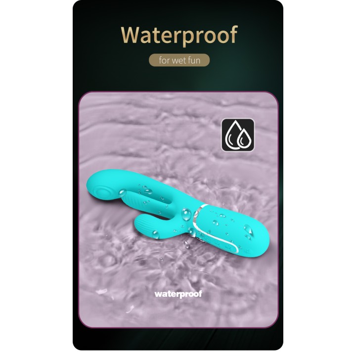 Party Up wibrator silikonowy typ króliczek ładowany usb kolor turkusowy Andy