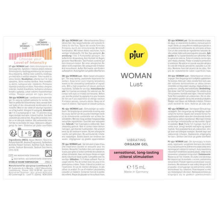 Pjur WOMAN Lust 15 ml – żel stymulujący • formuła na bazie wody