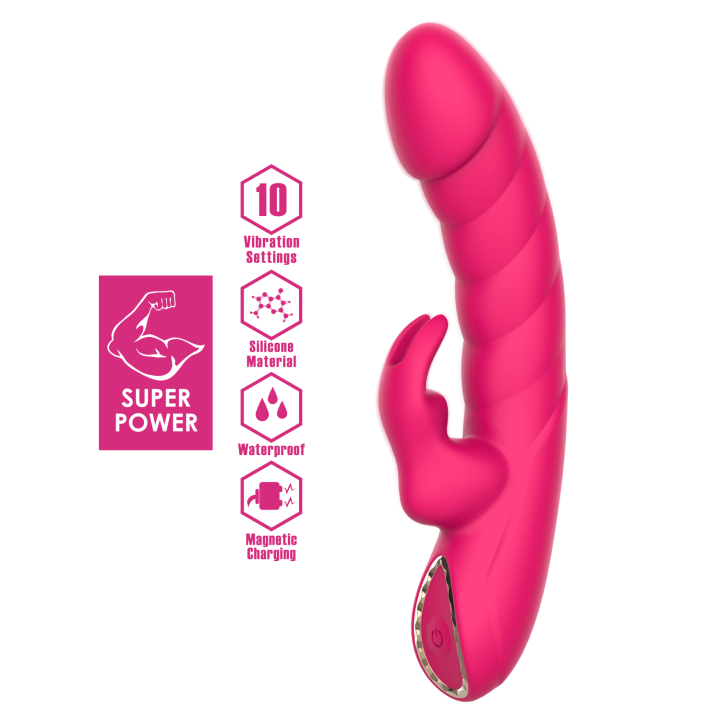 Party Up wibrator mini typ króliczek ładowany magnetycznie kolor ciemny różowy Monica