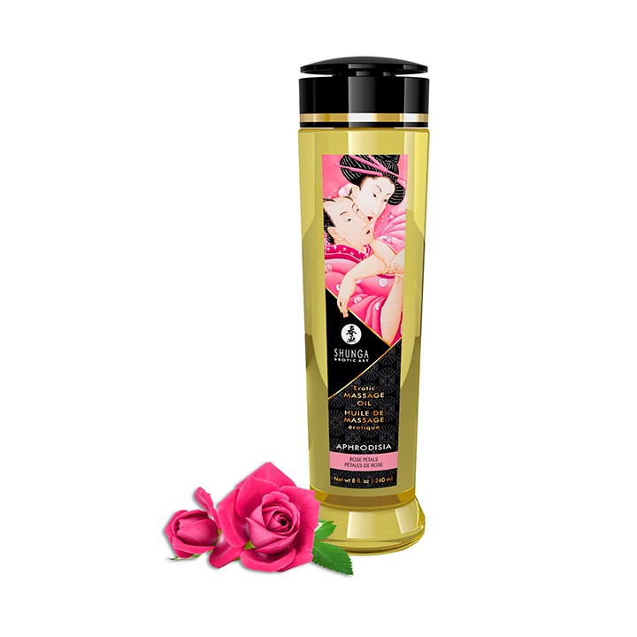 Shunga massage oil aphrodisia rose petals