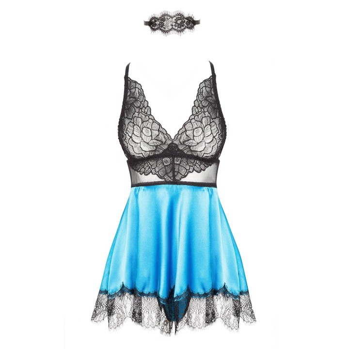 Eve chemise with mask turquoise