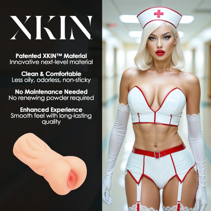 Carreer Girls - Naughty Nurse Tiffany Throatcheck - TPE Small Masturbator - 130g - Flesh
