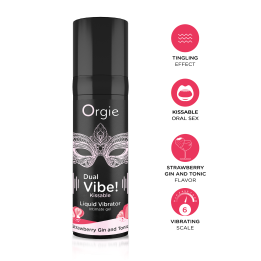 Orgie Dual Vibe! Strawberry Gin And Tonic Kissable Arousal Intimate Gel