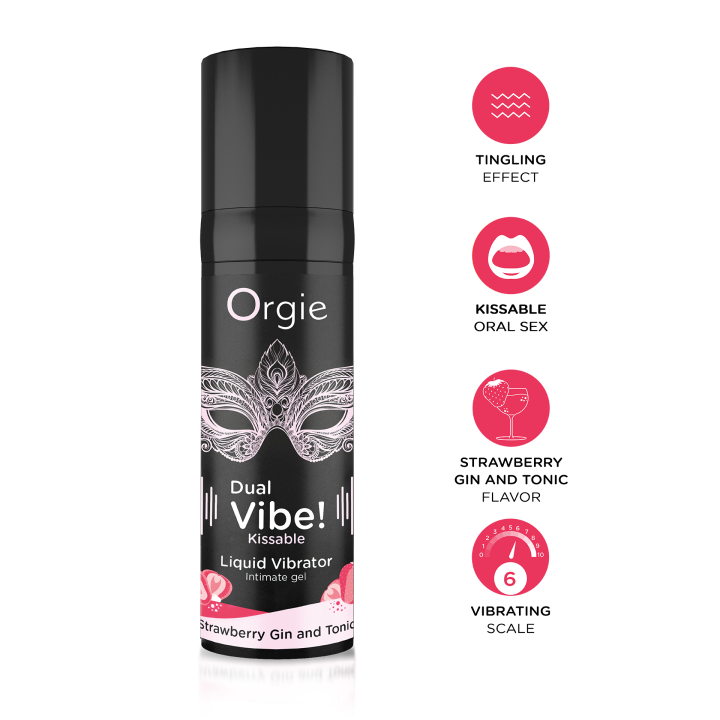Orgie Dual Vibe! Strawberry Gin And Tonic Kissable Arousal Intimate Gel