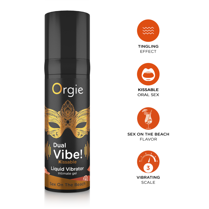 Orgie Dual Vibe! Sex On The Beach Kissable Arousal Intimate Gel