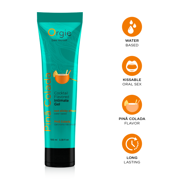 Orgie Lube Tube Cocktail Pina Colada Water-Based Kissable Intimate Gel 100ml