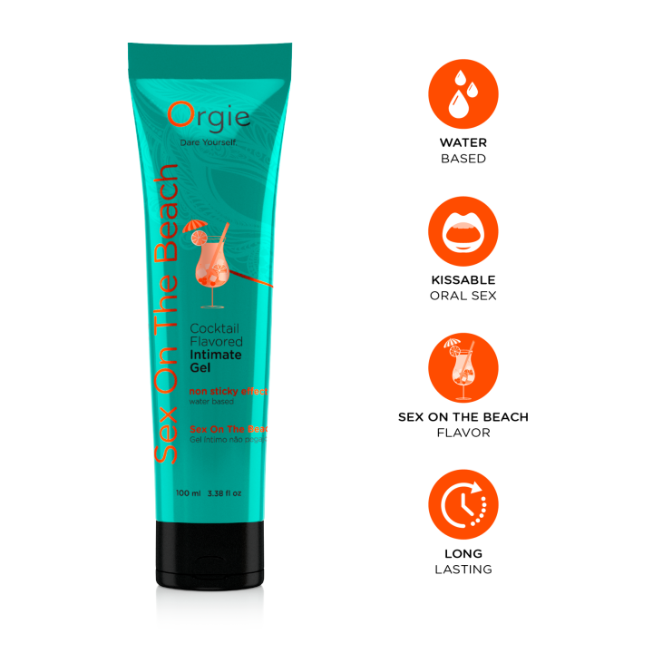 Orgie Lube Tube Cocktail Sex On The Beach Water-Based Kissable Intimate Gel 100ml