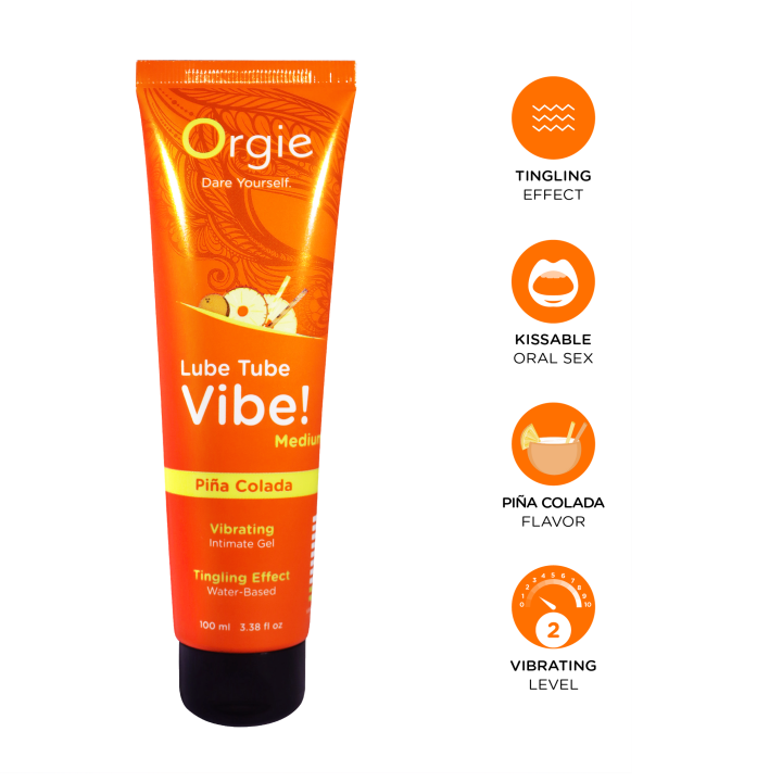 Orgie Lube Tube Vibe! - Medium - Pina Colada - 100ml