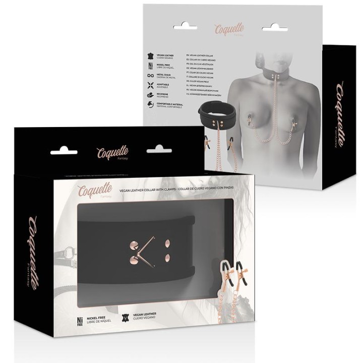 Chic Desire | obroża z zaciskami na sutki COQUETTE, neopren