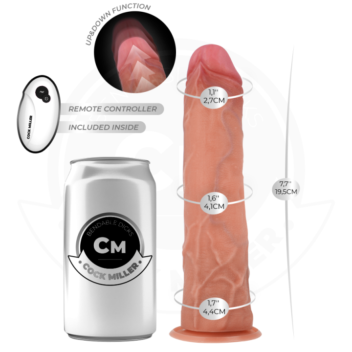 COCK MILLER - HYPERREALISTIC DILDO WITH SUCTION CUP AND THRUSTING WITH REMOTE CONTROL 19.5 CM