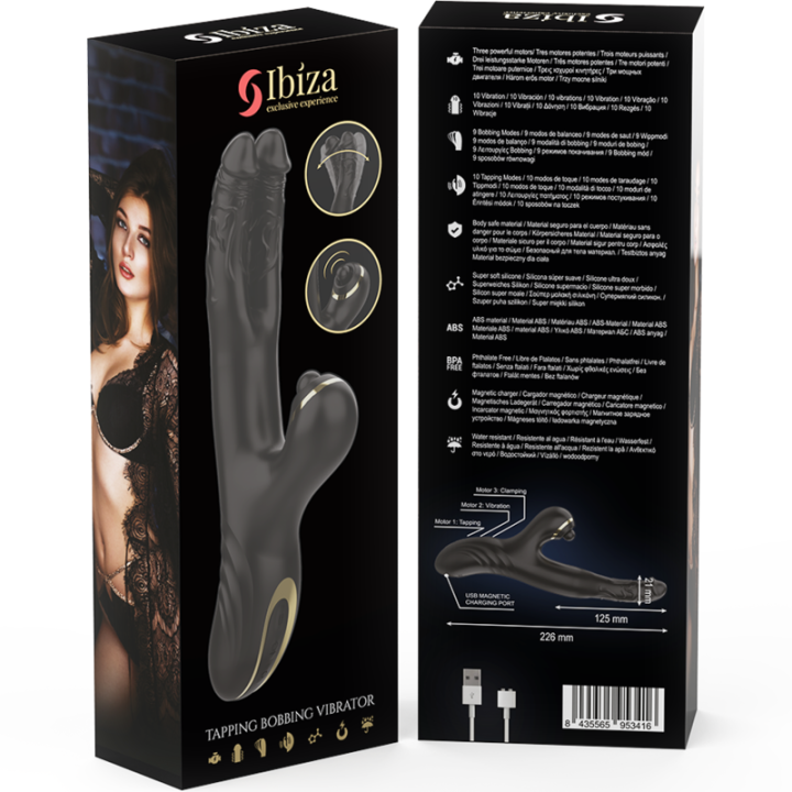 IBIZA - TWO DRAGONS DOUBLE VIBRATOR BLACK