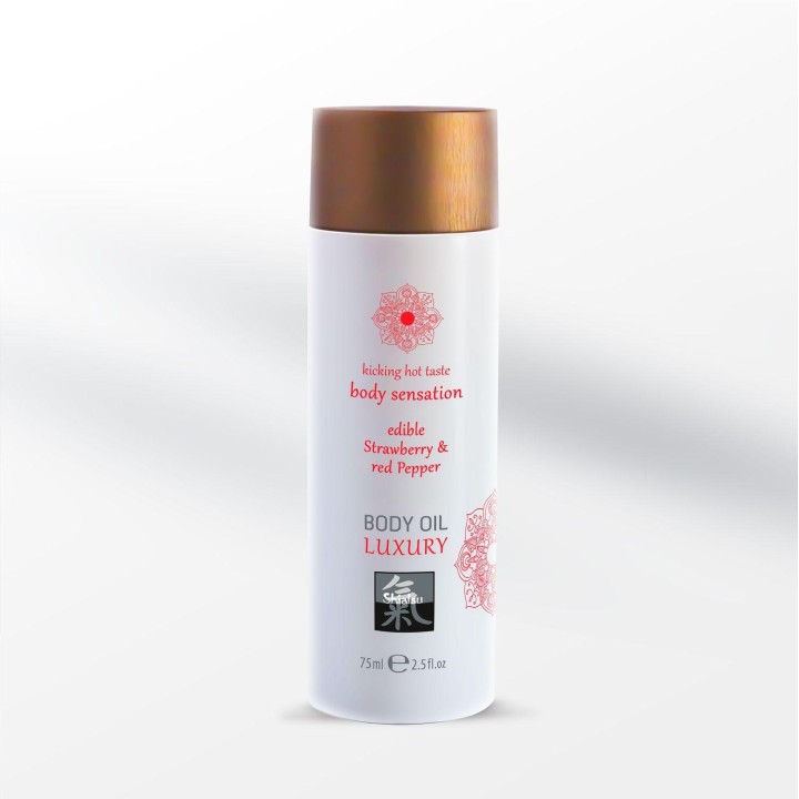 Shiatsu Luxury Body oil edible  - Strawberry & Red Pepper 75ml