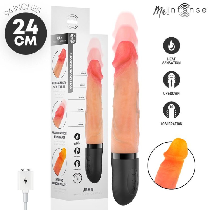 MR INTENSE - JEAN UP&DOWN VIBRATOR SILICONE WITH HEAT EFFECT 24 CM -Ø- 3.8 CM