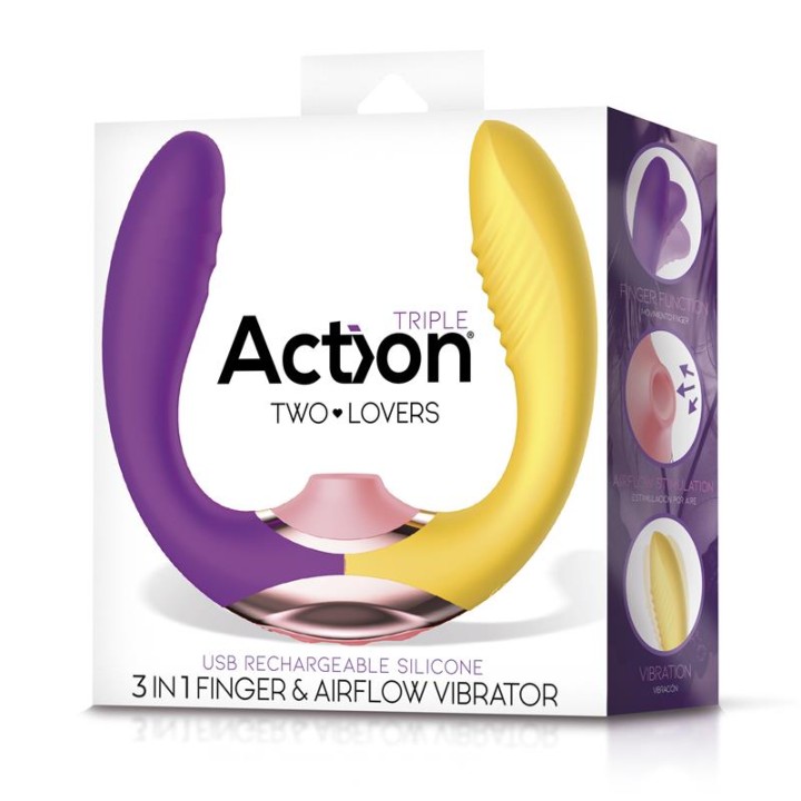 Two Lovers 3 in 1 Finger and Airflow Vibrator