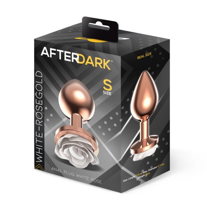 Rosegold Metal Anal Plug with White Rose Base - Size S